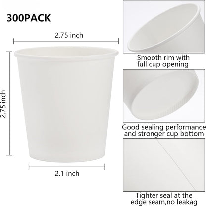 300 Pack of Disposable/Recyclable 7oz White Paper Cups for Water, Juice, Coffee or Tea