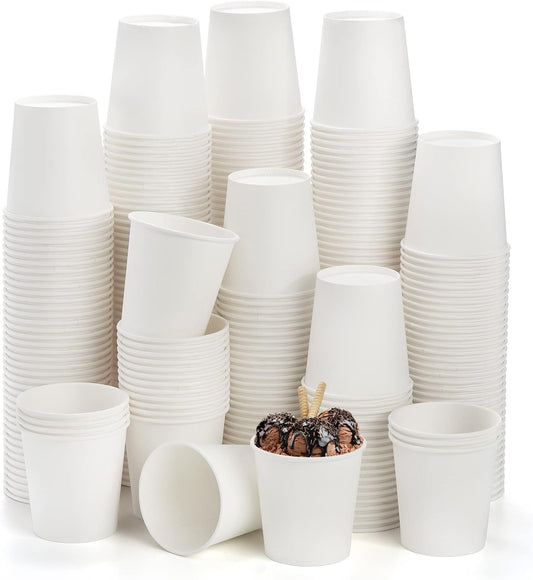 300 Pack of Disposable/Recyclable 7oz White Paper Cups for Water, Juice, Coffee or Tea